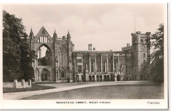 Newstead Abbey Nottinghamshire, West Front View Photo Postcard