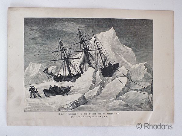 HMS Intrepid In The Middle Ice Of Baffins Bay - 19th Century Polar Region Print 