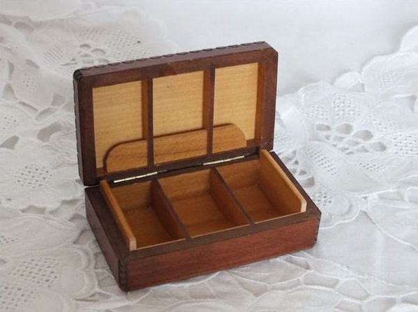 Carved Treen Stamp Box