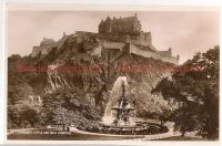 Edinburgh Castle And Ross Fountain 1930s Real Photo Postcard