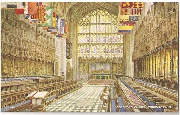 Windsor Castle St Georges Chapel. Valentines Art Colour Postcard