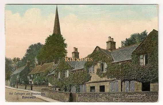 Old Cottages & Almshouses,Bakewell-Early 1900s Postcard