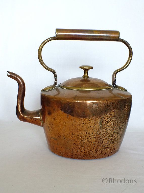 Victorian Copper Kettle, Country Cottage Fireside Hearth Kettle