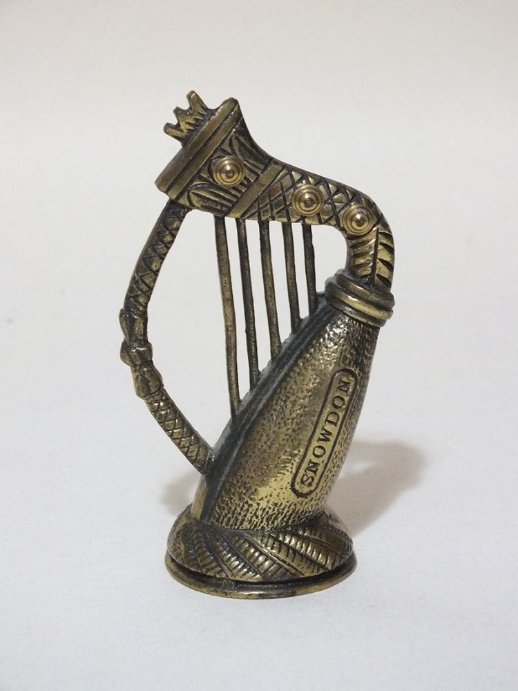 Harp Paperweight / Candle Snuffer, Peerage Brass, Souvenir of Snowdon, Wale