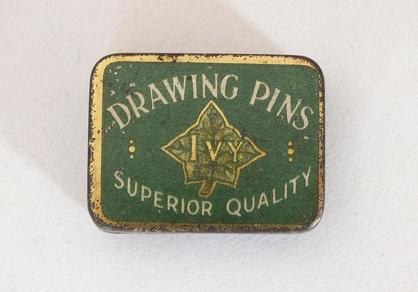 Ivy Brand Drawing Pins Tin. Early 1900s