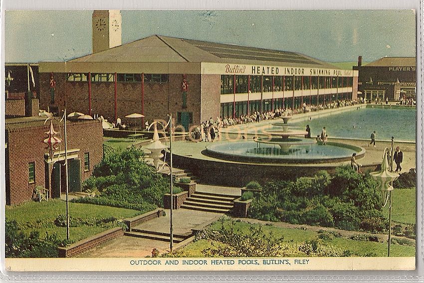 Butlins Holiday Camp, Filey, Yorkshire. Outdoor & Indoor Heated Pools-1950s Real Photo Postcard