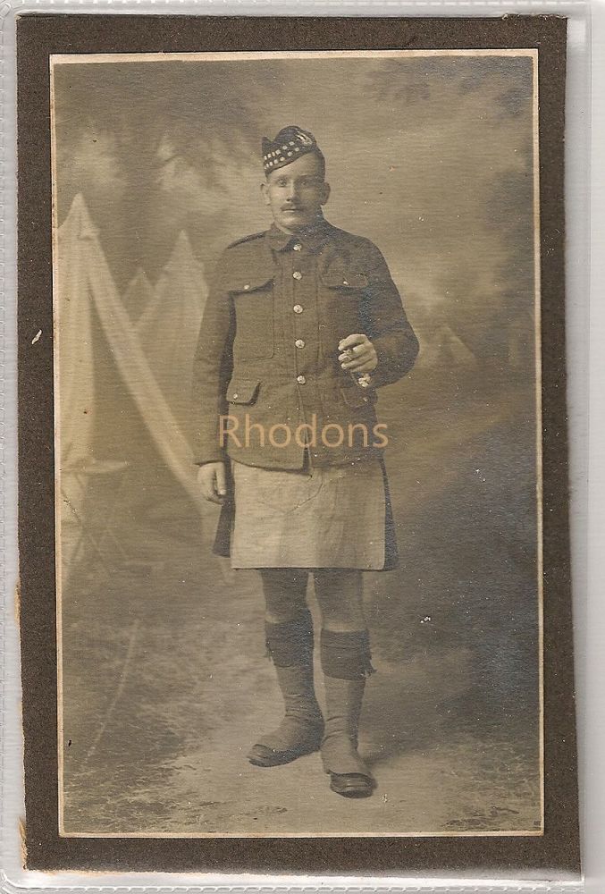 WWI Scottish Soldier In Uniform, Kilt Photo (Lot #2)