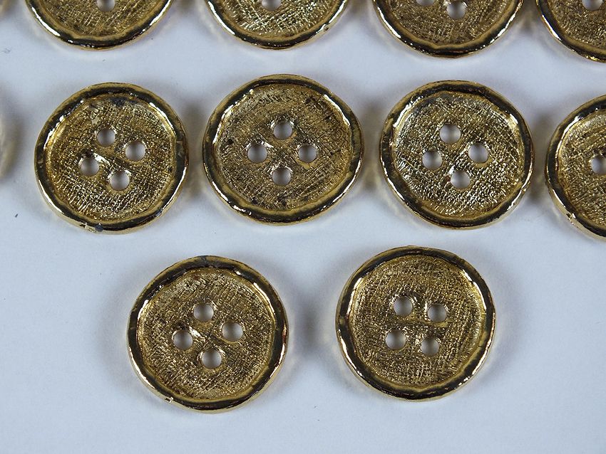 Gilt Metal Coat Buttons, Set Of 14 - 25mm Diameter