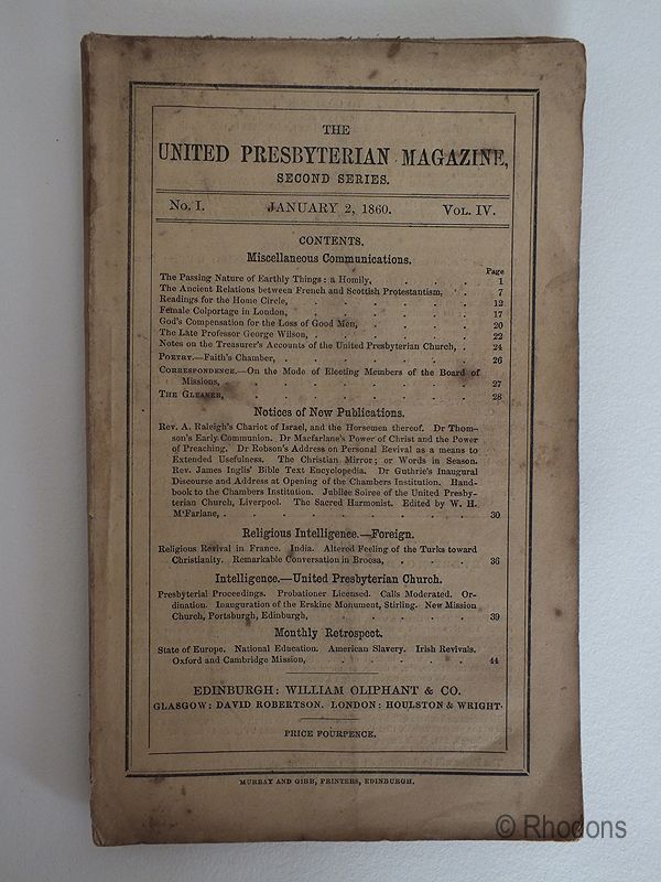 The United Presbyterian Magazine January 1860