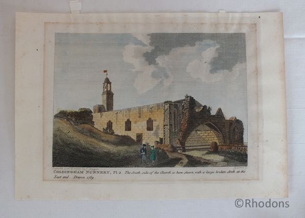 Coldingham Nunnery, Scotland 18th Century Engraving By Sparrow Published 1789 