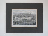The New Jail From Calton Hill, Edinburgh - Antique Colour Tinted Engraving Print By Shepherd / Tombleson