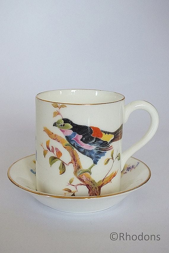 Royal Doulton Coffee Cup & Saucer, Exotic Bird Design (Lot #2)
