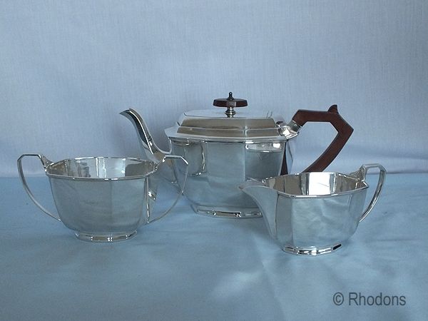 Art Deco 3 Piece SP Tea Service, Stower and Wragg Sheffield
