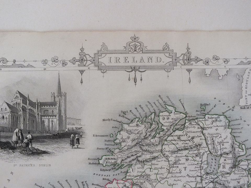 Illustrated Map Of Ireland-J & F Tallis, London, Edinburgh & Dublin-19th Century