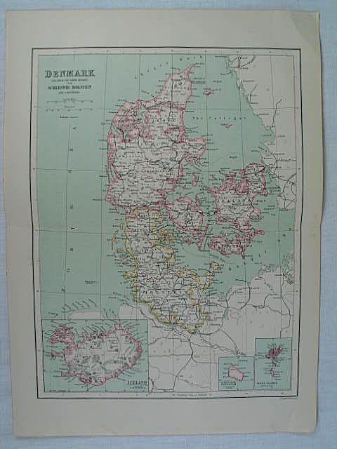 Map of Denmark, Bartholomew
