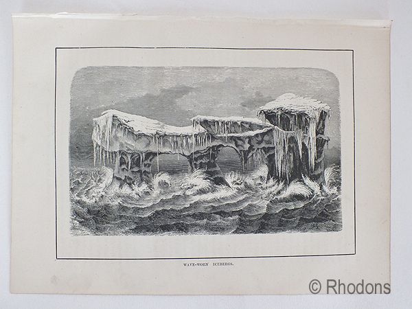 Decorative Print - Wave Worn Icebergs In Arctic Region - 19th Century Vintage