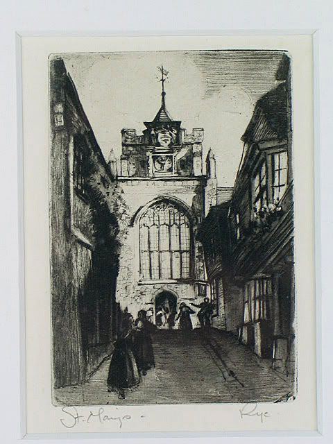 St Marys Church, Rye, East Sussex, Etching 