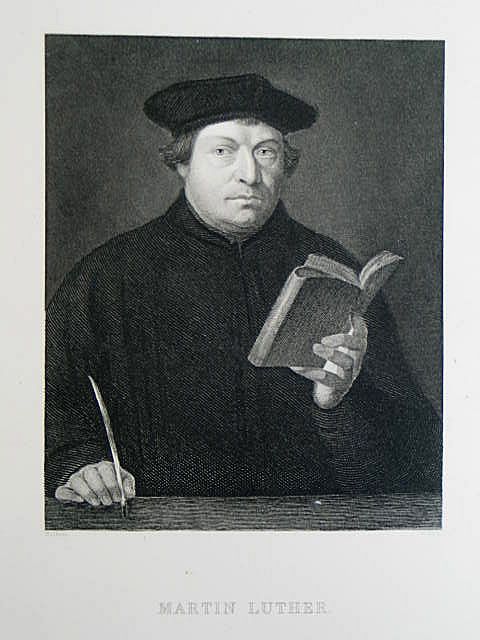 Martin Luther By W Hall After Holbein. Victorian Portrait Print