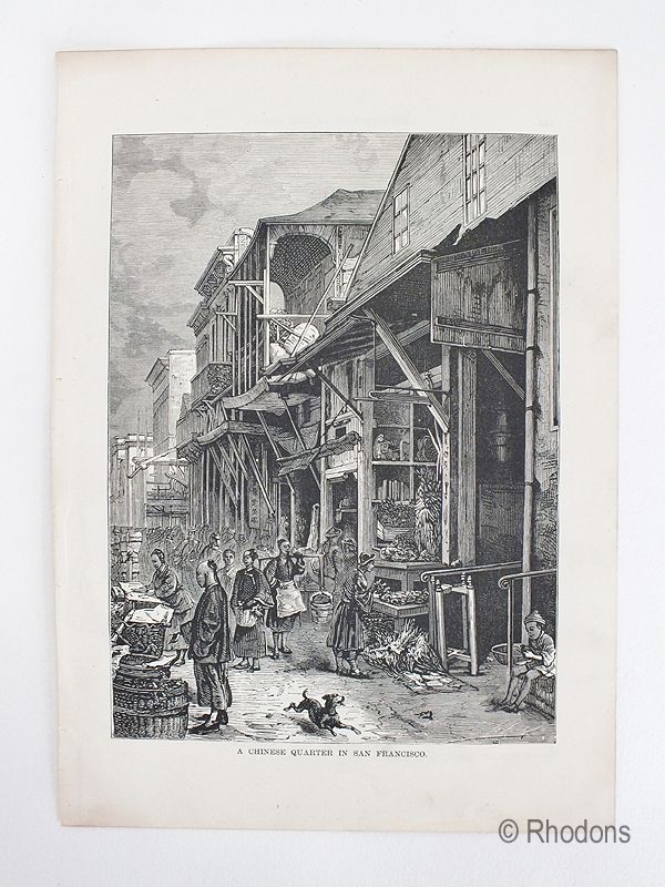 Chinese Quarter In San Francisco, Antique Print, USA