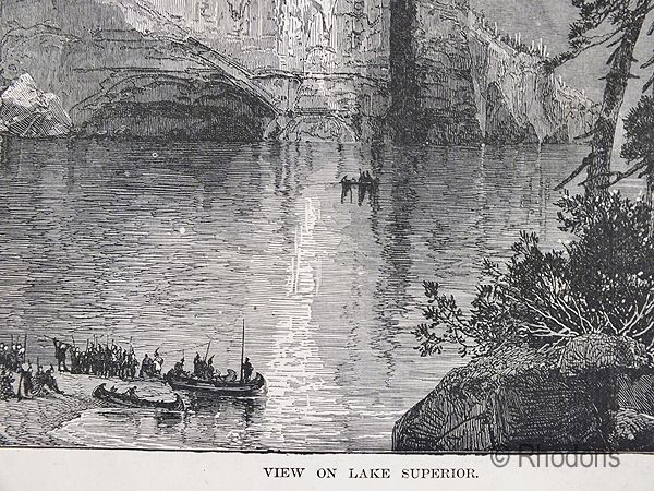 View On Lake Superior, Antique Print, USA & Canada 
