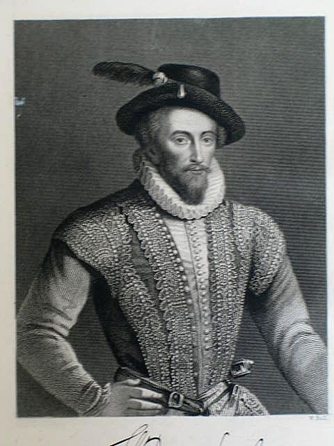 Sir Walter Raleigh Antique Print By W Hall