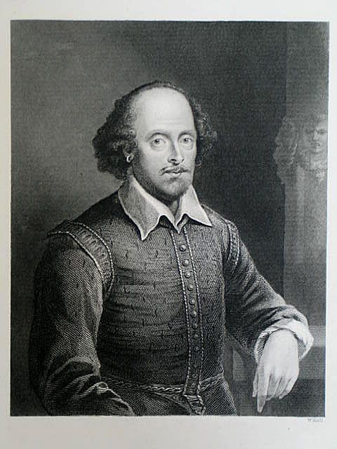 William Shakespeare. Antique Portrait Print By W Hall 
