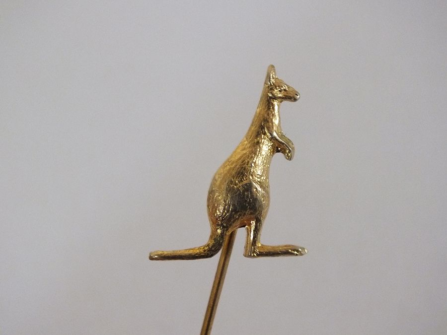 Goldtone Australian Kangaroo Lapel Stick Pin 