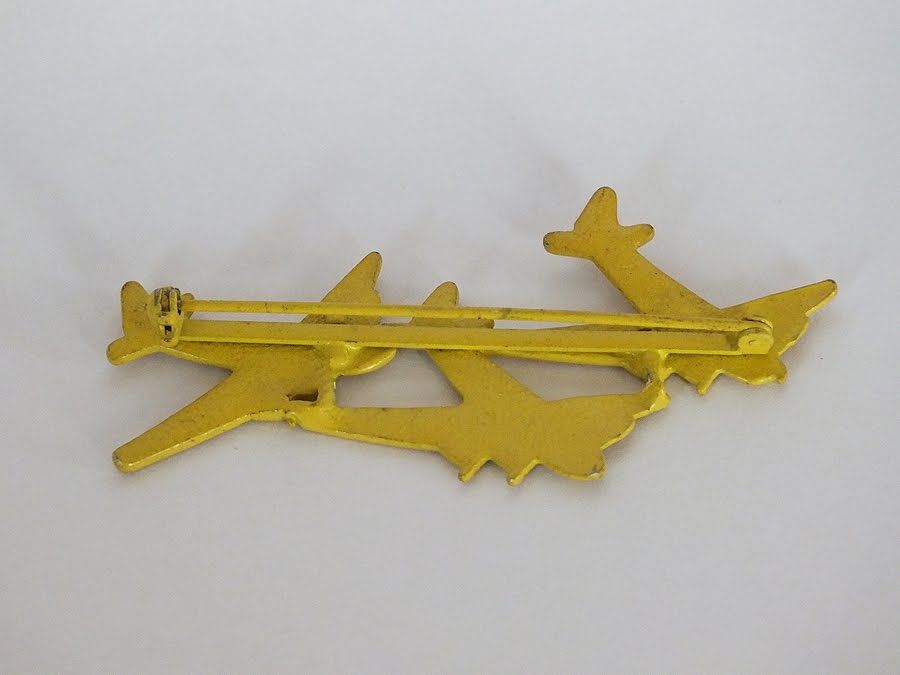 Vintage Metal Airplane Brooch, Badge