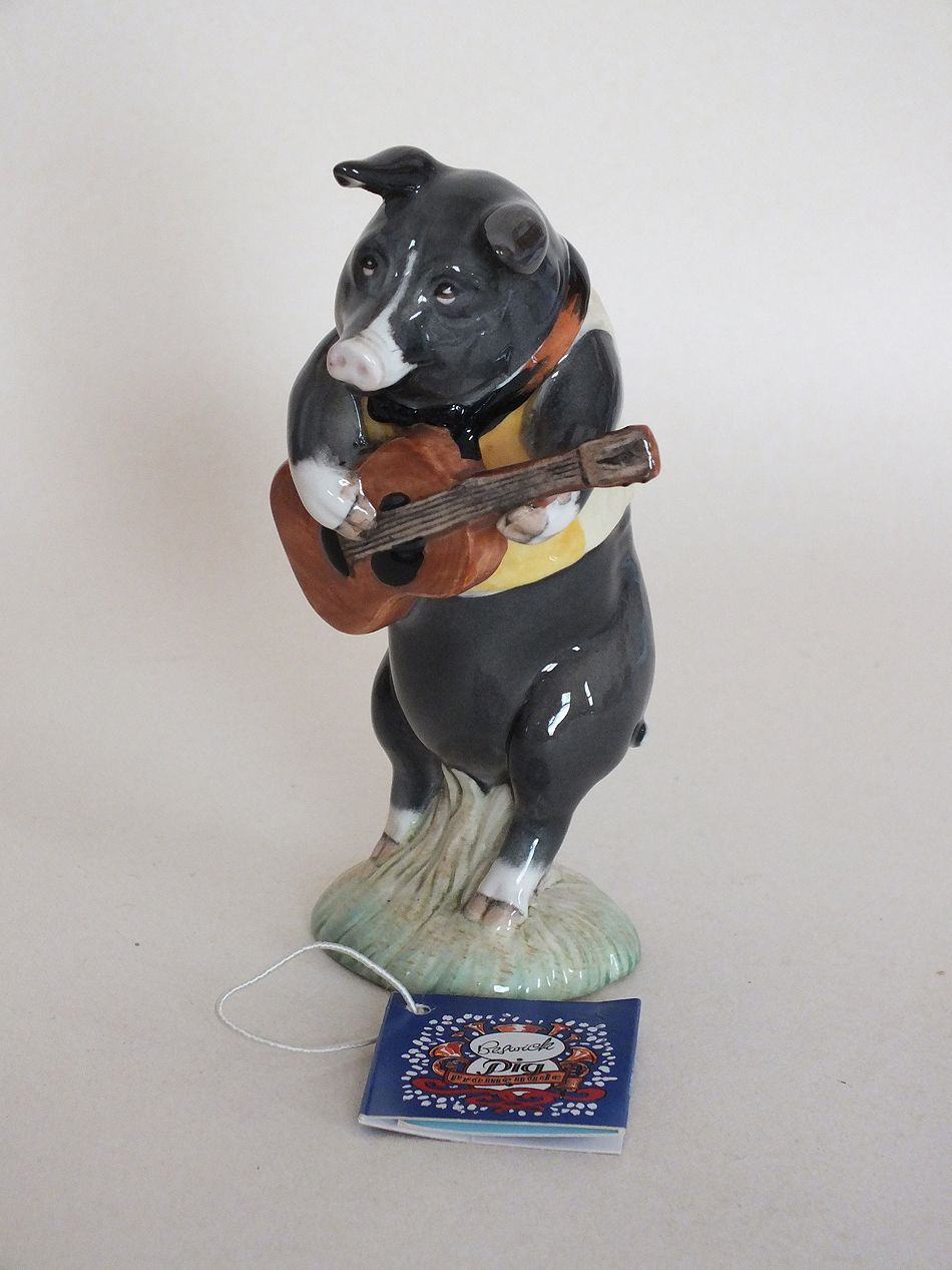 Beswick Black Pig Figurine, Chistopher and Guitar, Model # PP9