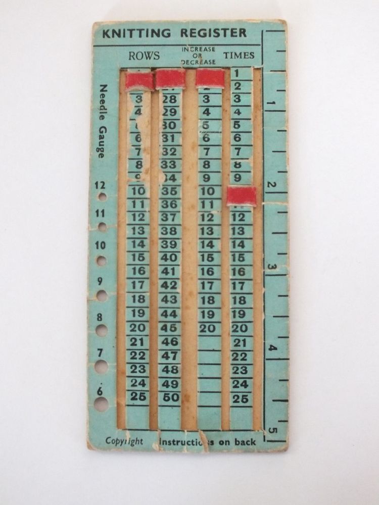 WW2 Cardboard Knitting Register, Needle Gauge