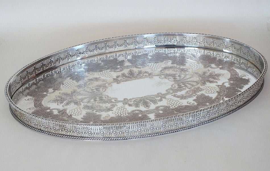 Large Gallery Tray, Silver On Copper 