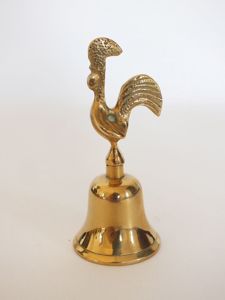 Brass Handbell With Cockerel Handle