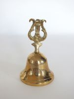 Vintage Brass Bell With Lyre Musical Instrument Handle