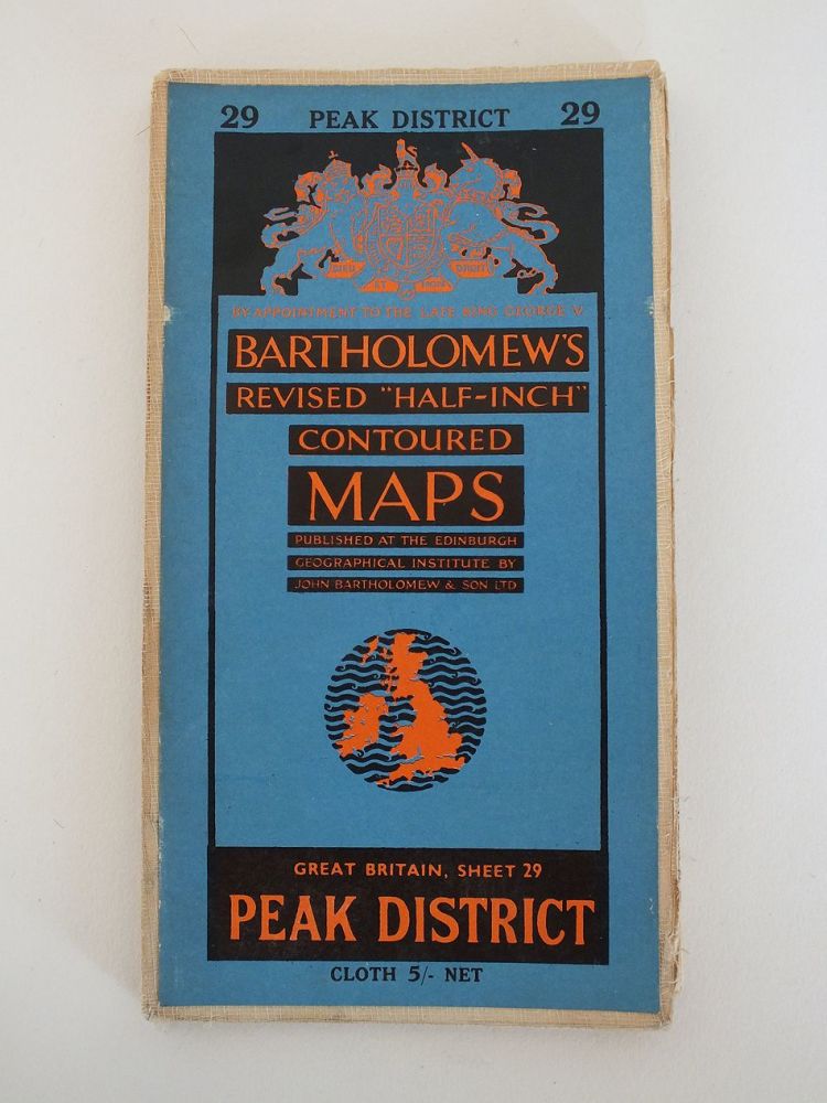 Peak District, Bartholomews Revised Half Inch Contoured Map. Sheet No 29