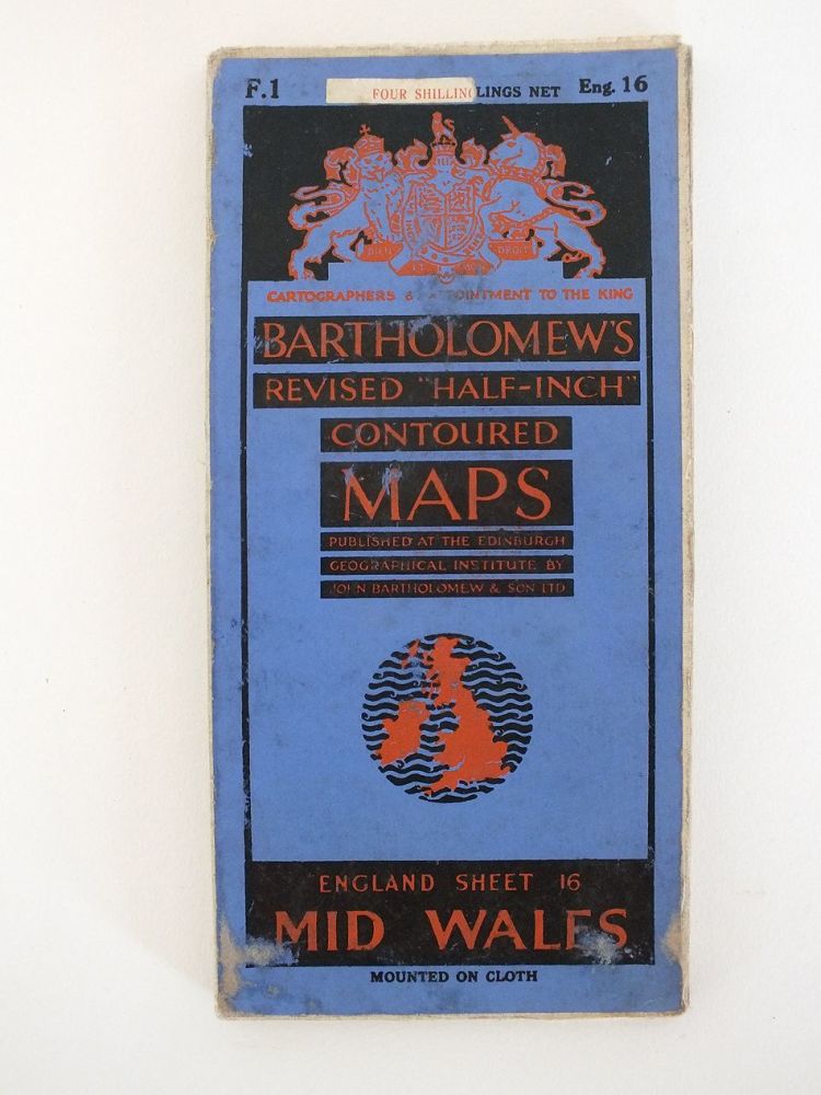 Mid Wales, Bartholomews Revised Half Inch Contoured Map. Sheet No 16