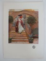 Lady In Early 1800s Costume-Colour Lithograph Print