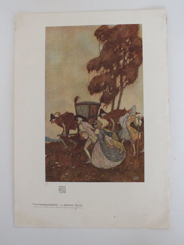 Colour Lithograph Print, The Masqueraders by Edmund Dulac