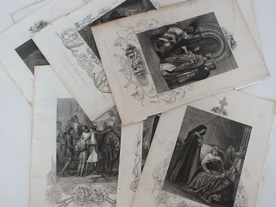 Job Lot Of 10 Steel Engravings From Ireland's Golden Age Published By J & F Tallis. 