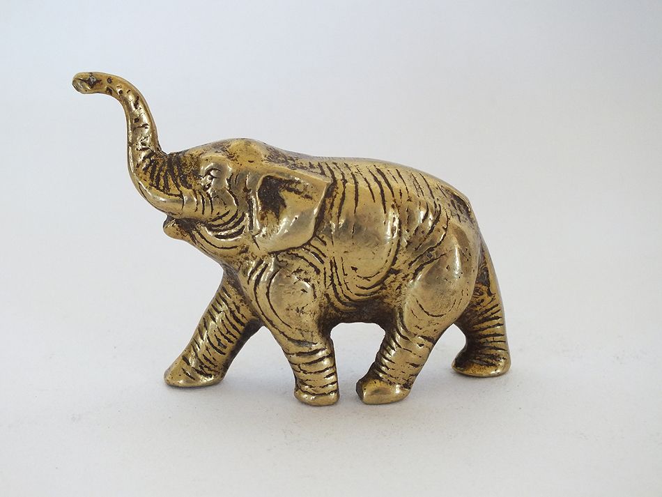 Miniature Solid Brass Elephant Figure