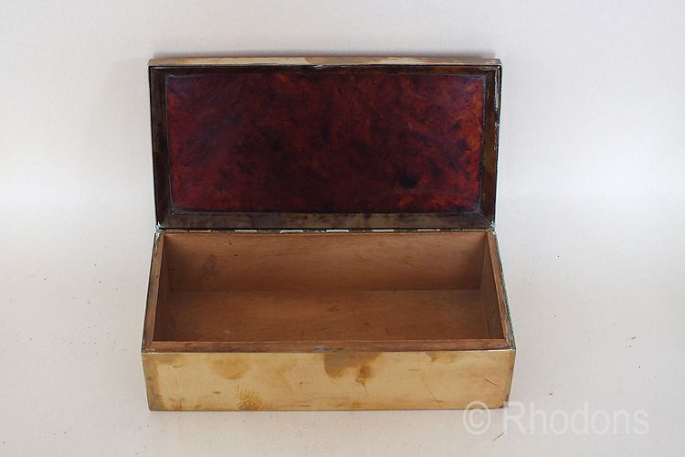 Antique Cigarette Box - Brass and Faux Tortoiseshell
