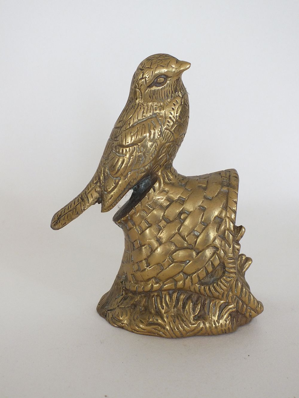 Vintage Brass Bird Figure on Branch Solid Heavy Brass Detachable Bird Cast  Brass