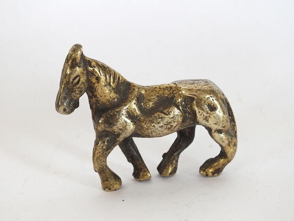 Miniature Brass Horse Figure, Desk Paperweight