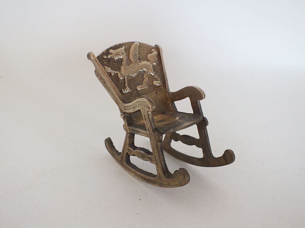 Miniature Brass Rocking Chair, Dragon Motif