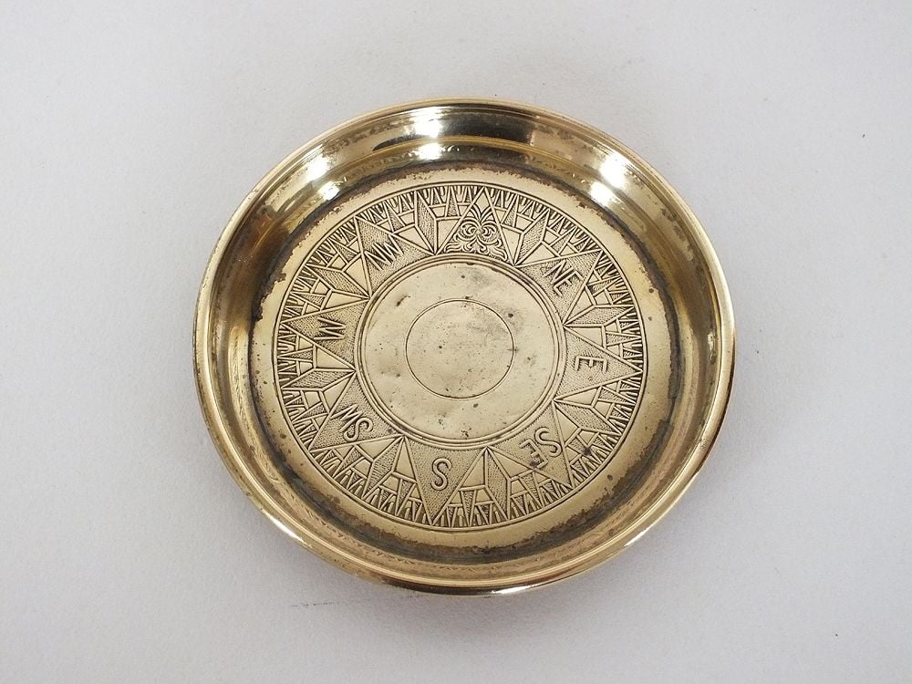 Brass Compass Dish, For Trinkets, Coins, Keys