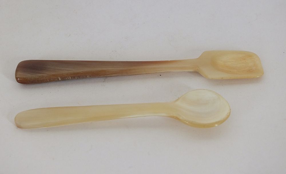 Horn Salt and Mustard Spoons