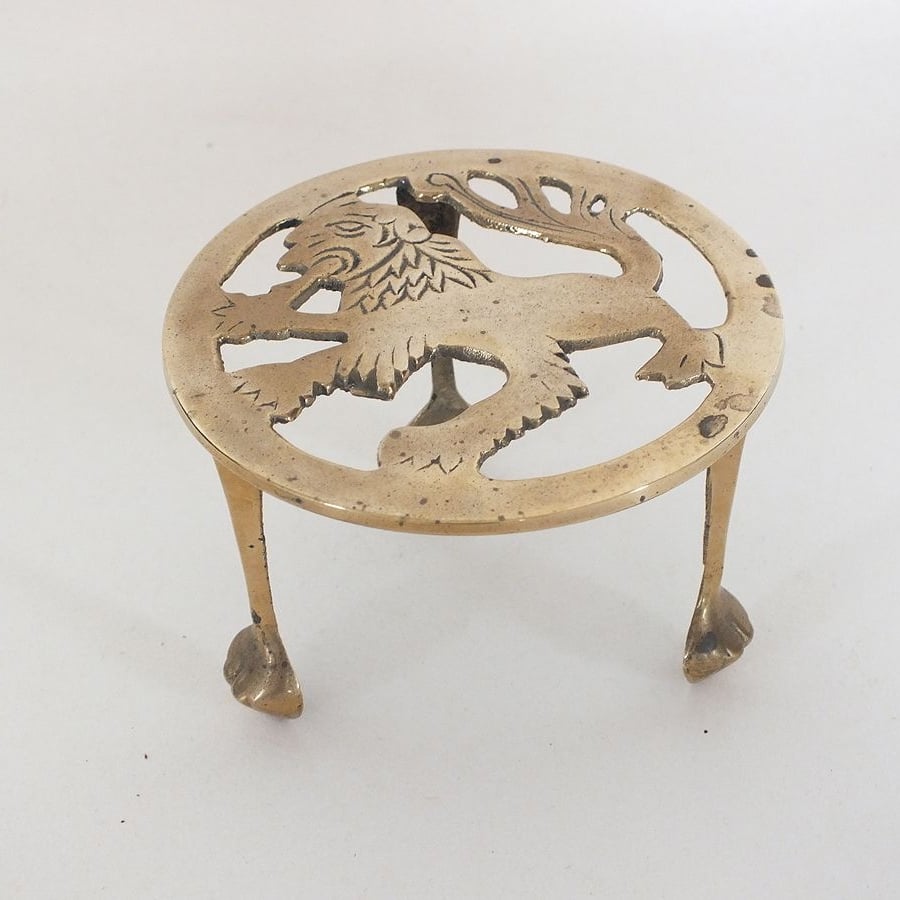Small Brass Trivet, Lion Rampant