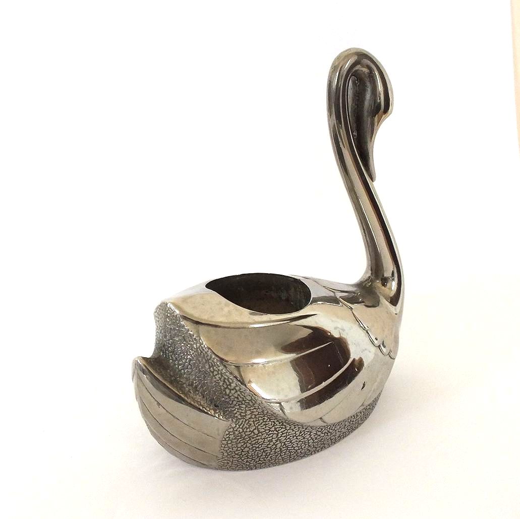 Silver Plate Swan Candlestick Holder