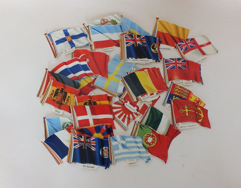 Loose World Flags Scraps, Lot of 45 