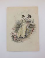 Antique Colour Tinted Fashion Print-Early 1800s