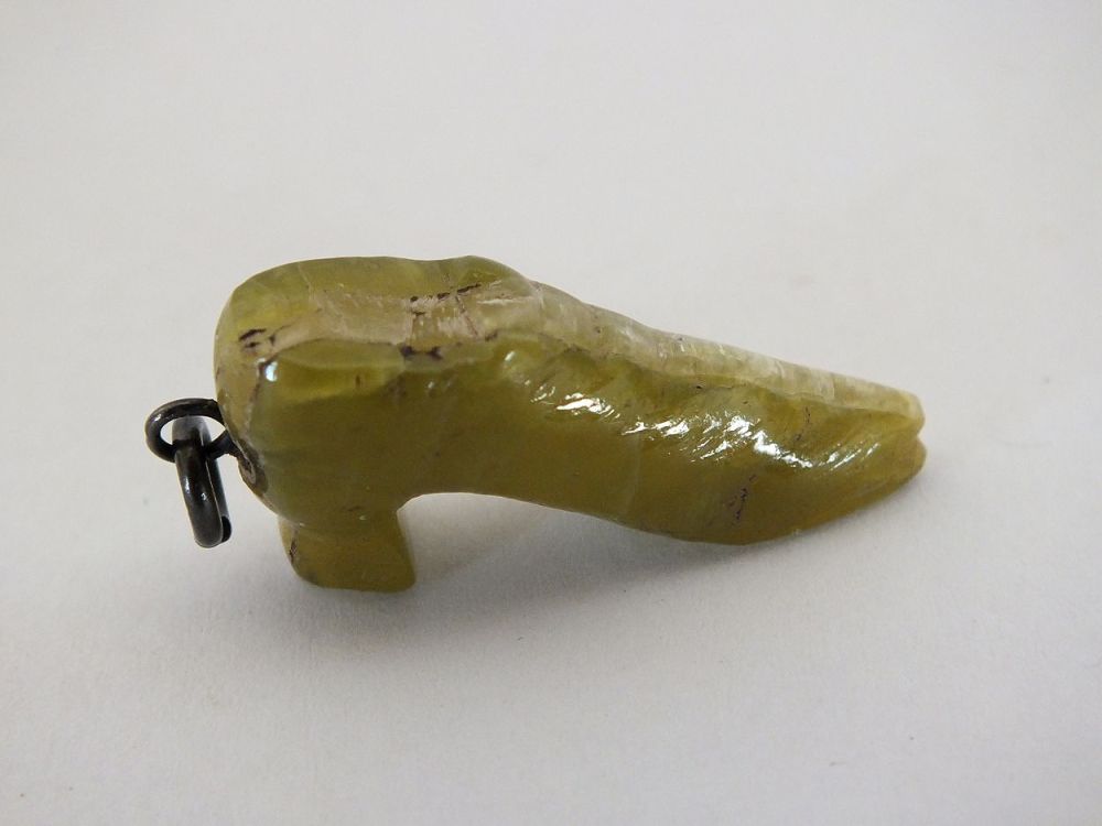 Miniature Shoe Fob Charm-Green Agate